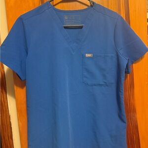 FIGS women Royal Blue V-Neck Scrub Top with Chest Pocket